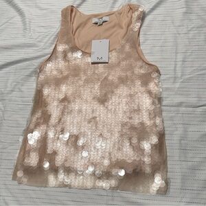 Magaschoni Sequin Tank Top - Cream